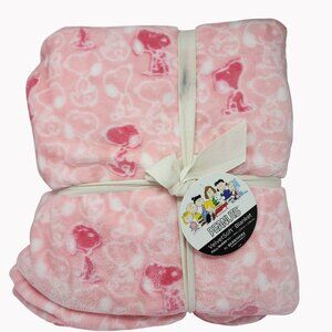 Peanuts Snoopy VelvetSoft Blanket Full/Queen 90x90 Pink Berkshire Throw